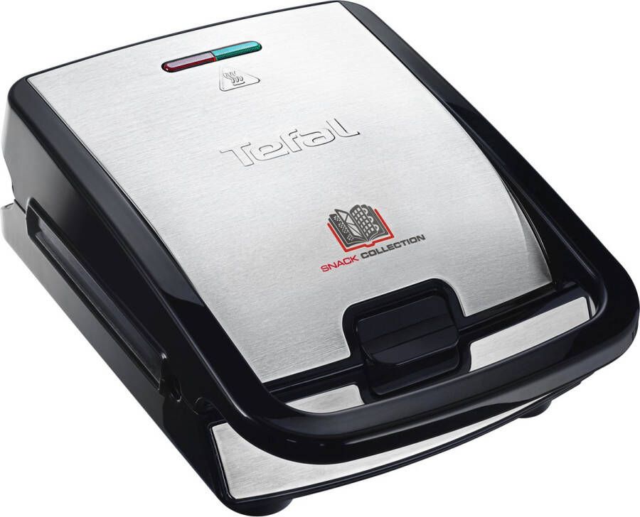Tefal Wafelijzer SW854D Snack Collection inclusief 4 met antiaanbaklaag bakplatensets panini wafels sandwich leuk mini-gebakje diverse functies uit te breiden geschikt voor de vaatwasser