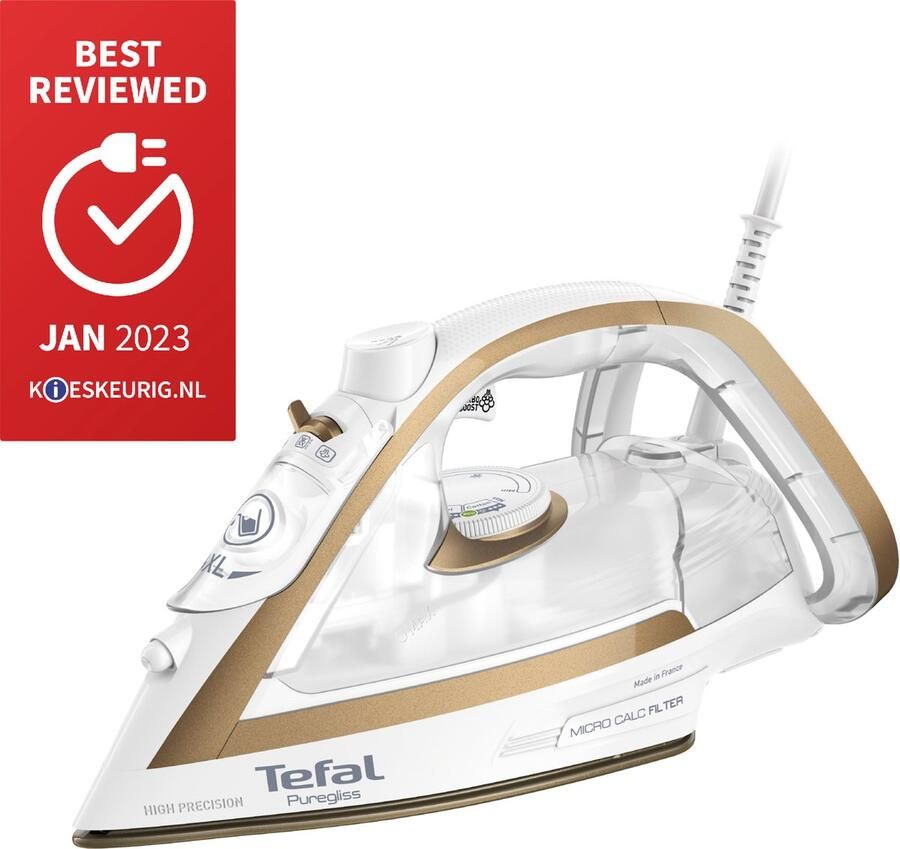 Tefal Puregliss FV8042 Stoomstrijkijzer 2900W Goud Wit