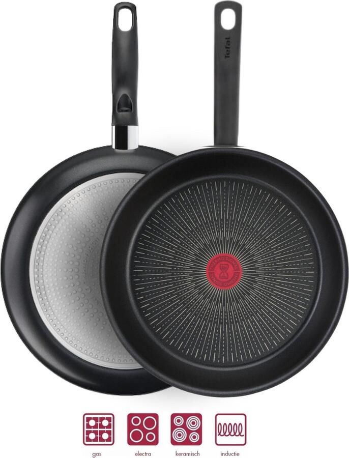 Tefal Unlimited Koekenpan Alle Warmtebronnen Inclusief Inductie Duurzaam & Kwaliteit met Thermo Signal Technologie Zwart 22 cm
