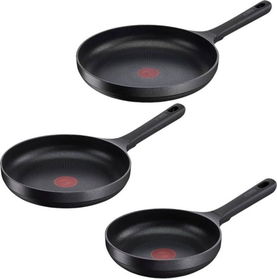 Tefal Trattoria Pro Pannenset Koekenpannen Ø20 24 28cm Inductie Gietaluminium Ovenbestendig Zwart