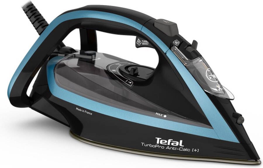 Tefal TurboPro FV5695E1 strijkijzer Droog- & stoomstrijkijzer Durilium AirGlide Autoclean soleplate 3000 W Zwart Blauw