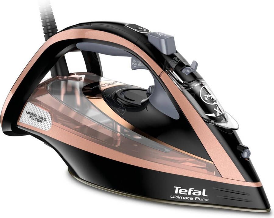Tefal Ultimate Pure FV9845 Iron Dry & Steam Iron Durilium Autoclean Soleplate 3200 W Black Copper