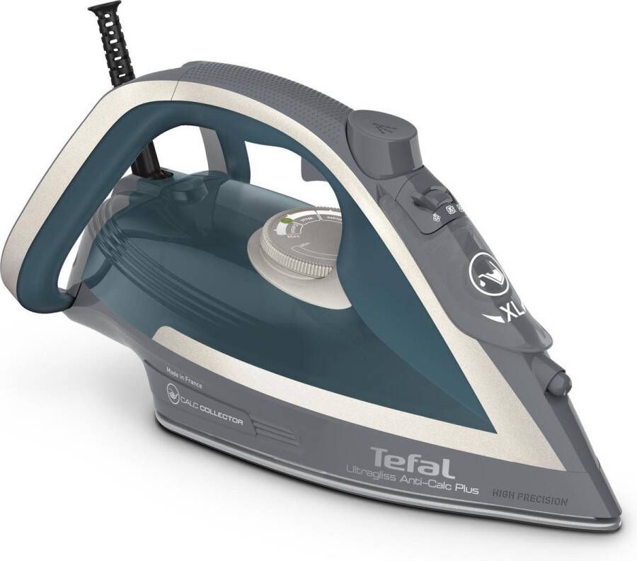 Tefal Stoomstrijkijzer FV6842 Ultragliss Plus Automatische uitschakeling verticale stoomfunctie afneembare kalkcollector 50 g minute continue stoomproductie 260 g minute stoomstoot 100% actieve stoomopeningen krasvaste strijkzool