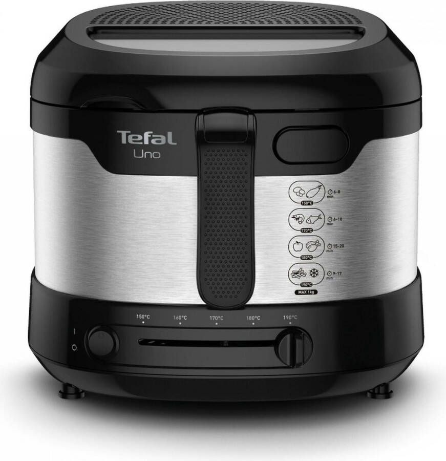 Tefal Friteuse UNO M Roestvrij staal FF215 Capaciteit: 1 kg instelbare thermostaat kijkvenster afdruipstand edelstaal zwart