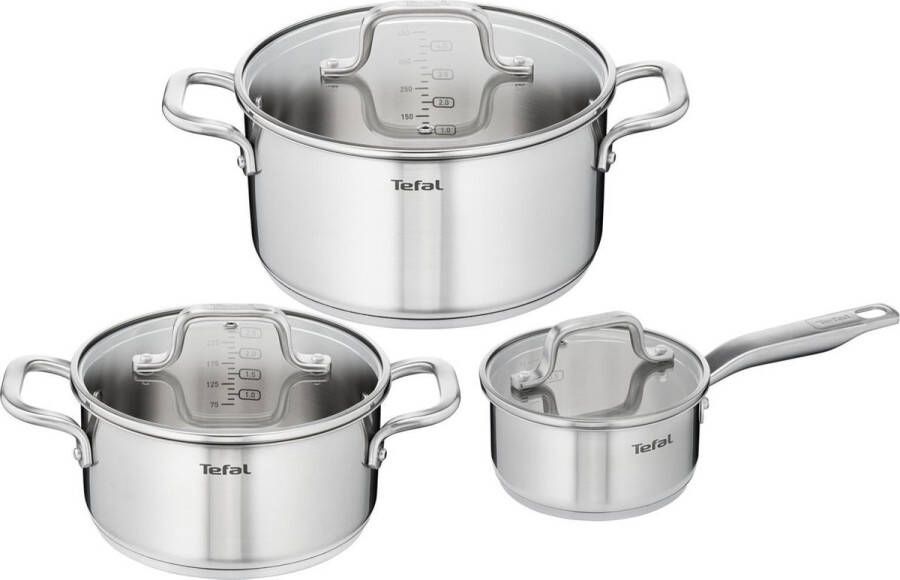 Tefal Virtuoso Pannenset 3-delig steelpan Ø 16 cm en kookpannen Ø 20 + Ø 24 cm