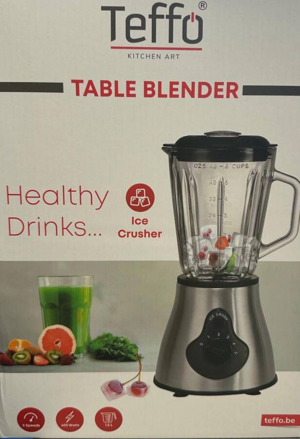 Teffo Blender met Ice Crush en Pulse 4 Cups 5 Speeds 400W 1 5 L