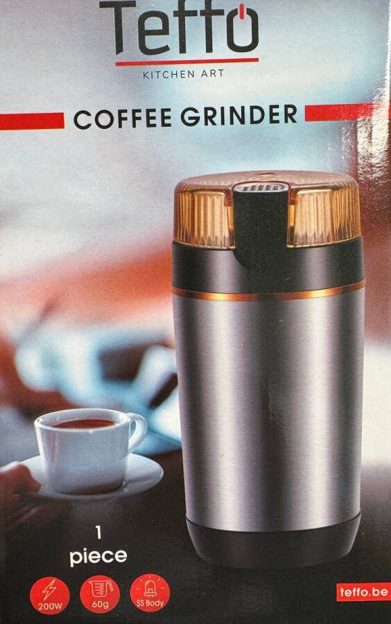 Teffo Elektrische Koffiemolen Koffiemaler 200W Kleine Koffie Grinder Bonenmaler
