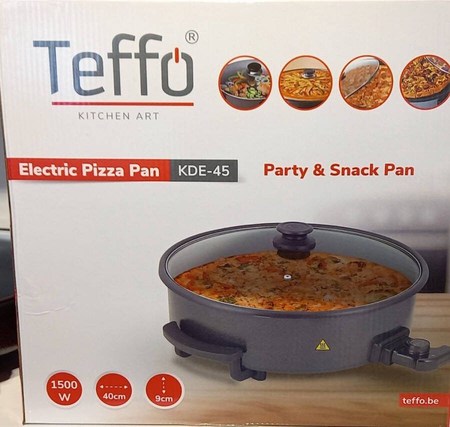 Teffo pizza pan elektrisch hapjespan 1500 W 40 cm 9 cm hoog