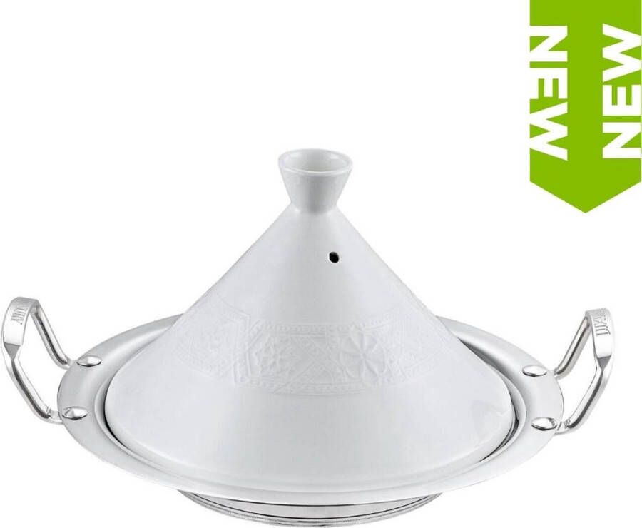 Teffo Tajine Ø 30 cm Graniet Geschikt voor alle warmtebronnen inclusief inductie Wit Zilver