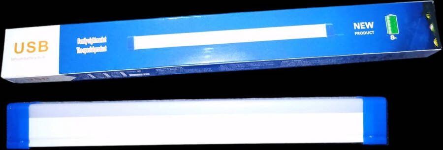 TeleBeni TB LED lamp oplaadbare looplamp met accu voor 8 uur verlichting. Magneten aan beide kanten zodat hij op staal blijft hangen. Wordt geleverd met USB laadkabeltje en 2 metalen plaatjes met plakkant