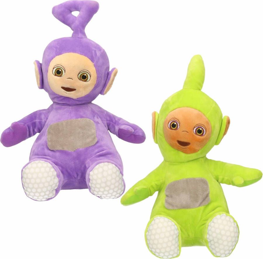 Merkloos Set van 2x pluche Teletubbies speelgoed knuffels Tinky Winky en Dipsy 34 cm Knuffelpop