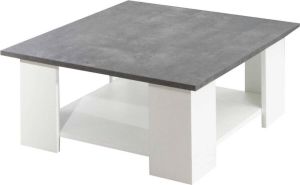 Vente-unique Salontafel JANET Kleuren: wit en beton L 67 cm x H 30.5 cm x D 67 cm