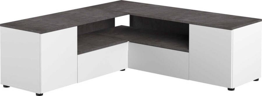 TemaHome TV Meubel Tv-meubel Cleo 130cm Wit; Grijs; Betonlook