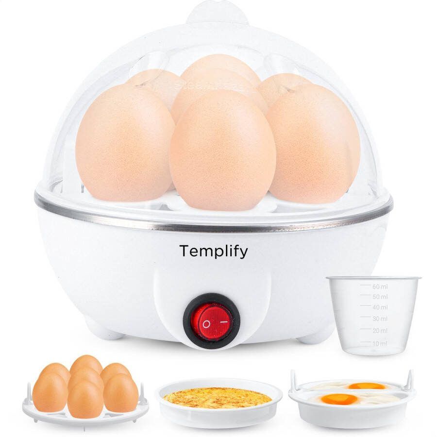 Templify Eierkoker Electrisch 7 Eieren Koken Pocheren Groente stomen Automatische uitschakel beveiliging