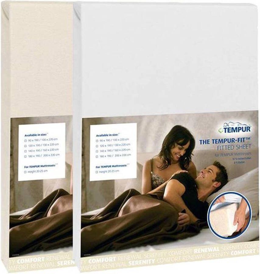 TEMPUR FIT Stretch jersey hoeslaken 140 160 x 190 200 cm Wit