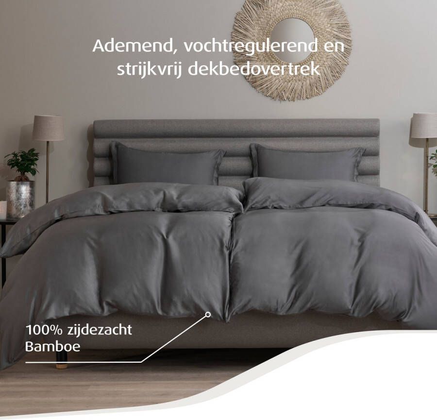 TEMPUR Home by Dekbedovertrek 260 x 240 cm – Antraciet – Zijdezacht Bamboe – Strijkvrij – Geschikt Voor Droger