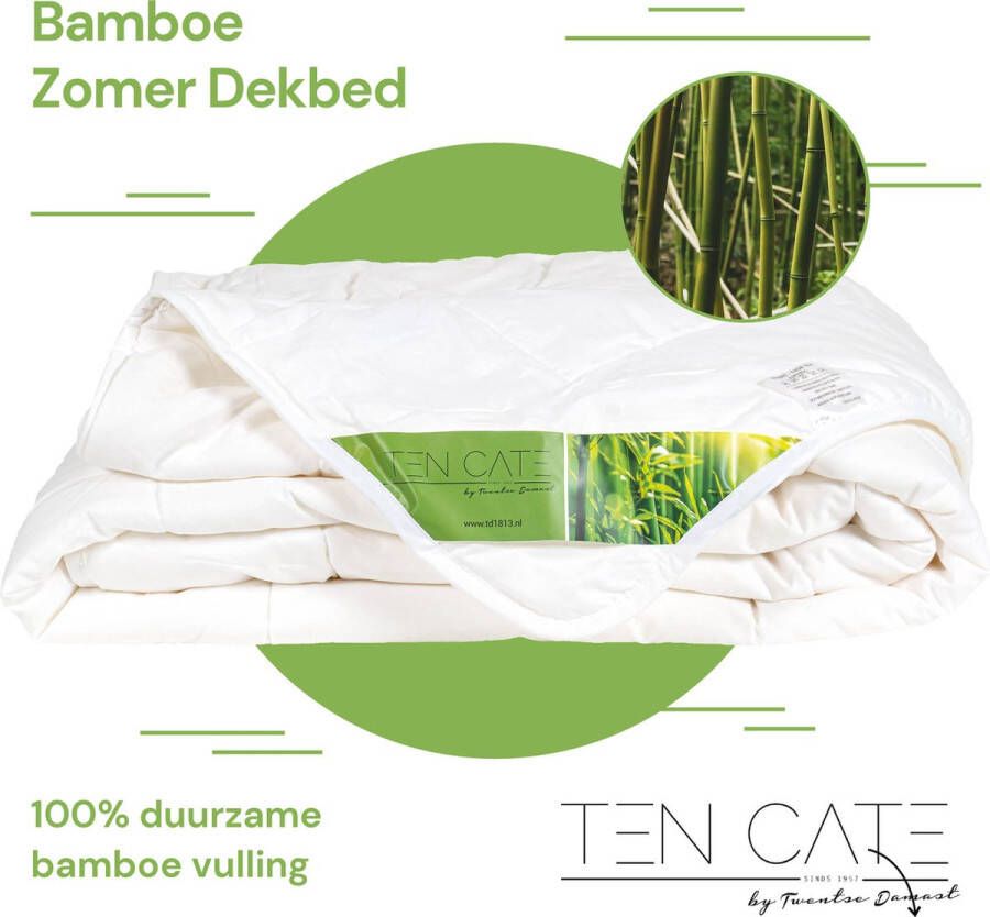 Ten Cate Bamboe Zomer Dekbed – Bamboo – Verkoelend Zomerdekbed – Duurzaam – Ventilerend & Absorberend – Fris & Koel Slapen – Antibacterieel – Wasbaar – Lits-jumeaux – 240x200 cm