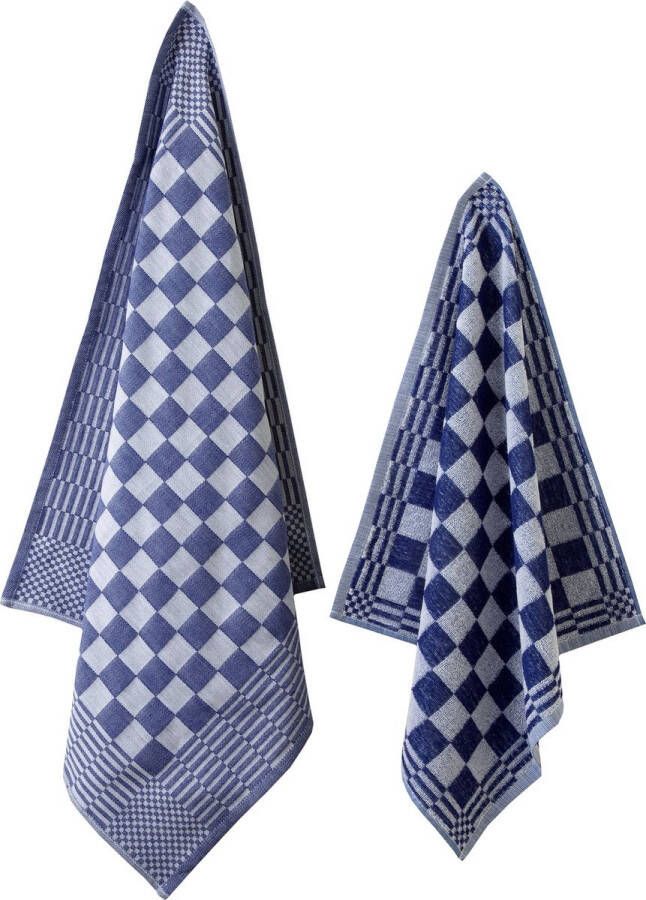 Ten Cate Keukenset 1x Keukendoek & 1x Theedoek Chess Blauw