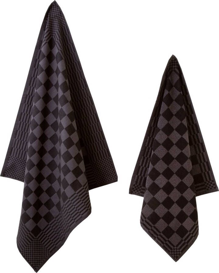 Ten Cate Keukenset 1x Keukendoek & 1x Theedoek Chess Zwart