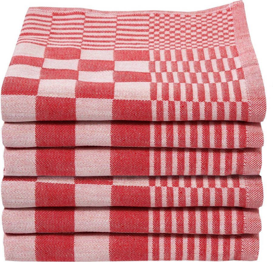 Ten Cate Theedoekenset 6 stuks Geblokt Rood