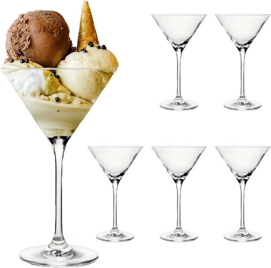 Ten IJsglazen Kristalglas 240ml + 114 DESSERTRECEP 6 Stuks Glazen Schaaltjes voor Toetjes Dessert glazen Toetjes Schaaltjes Sorbetglazen