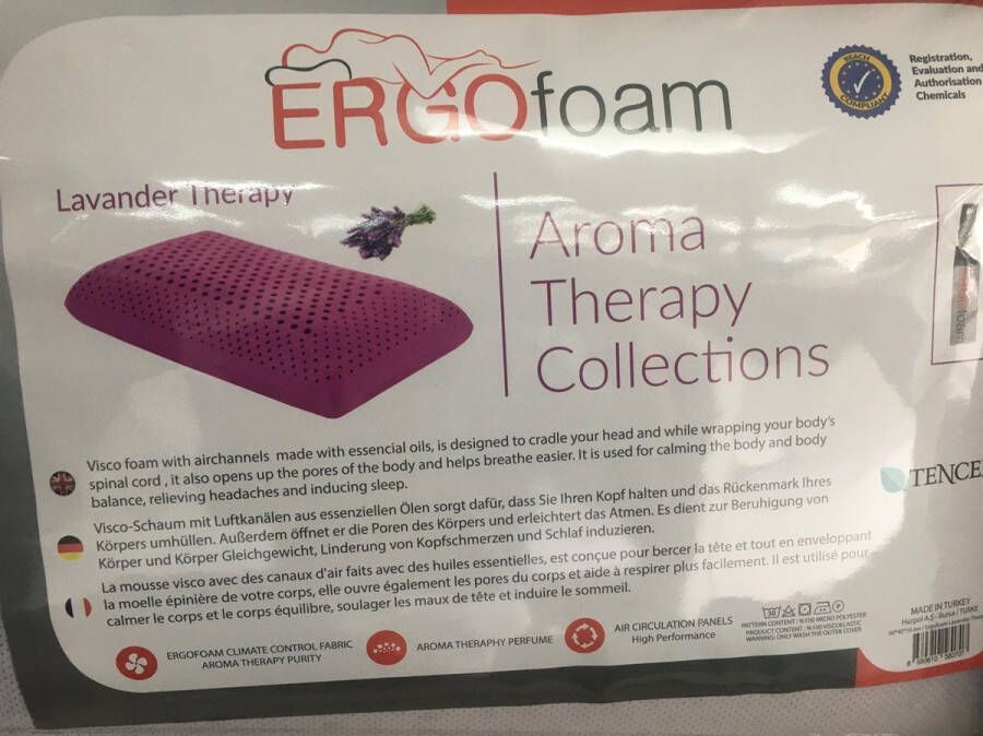 Tencel Ergo Foam Lavendel Therapy Hoofdkussen 60x40cm