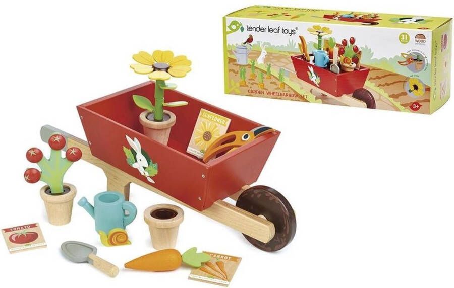 Tenderleaftoys Houten kruiwagen met tuinset Tender Leaf Toys