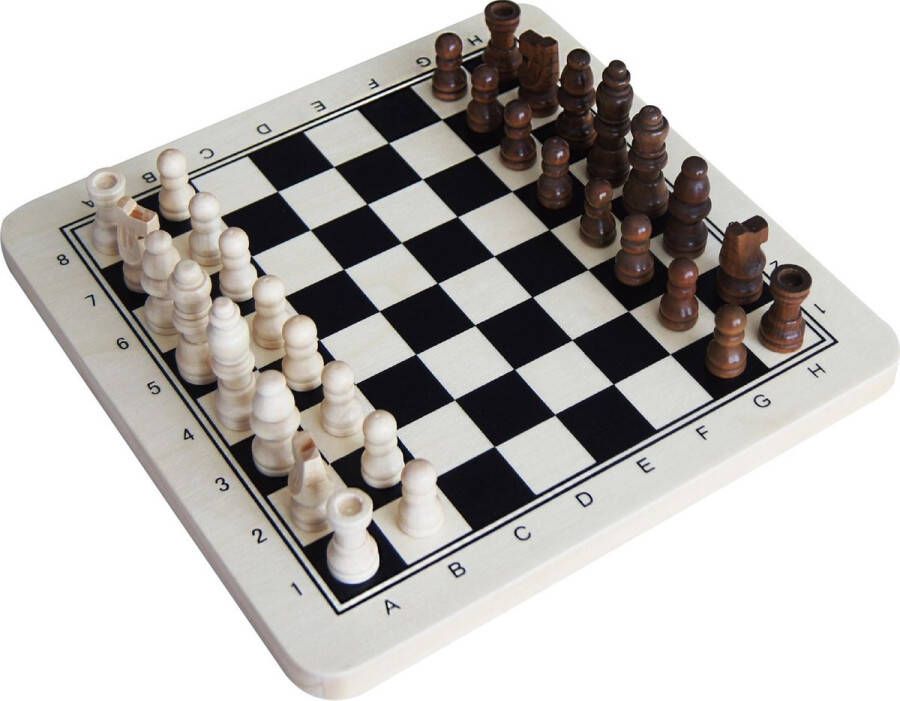 Tender Toys schaakbord 29 x 29 cm hout zwart wit bruin