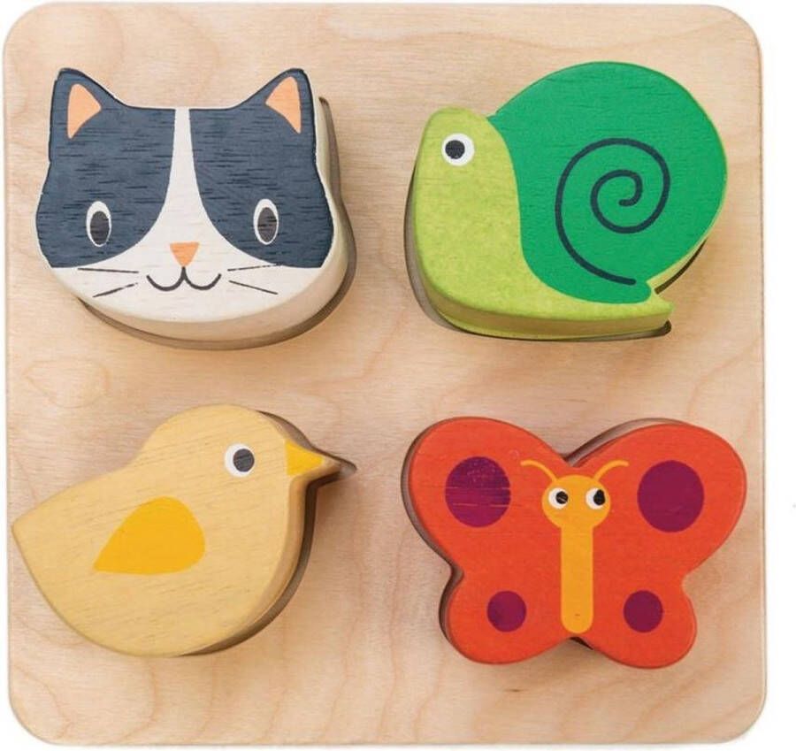 Tender toys Vormenpuzzel Dieren Junior Hout 4 Stukjes