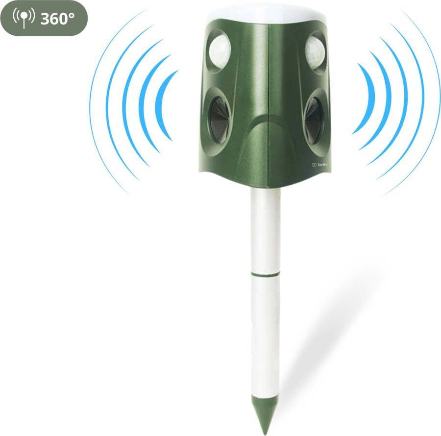 Tenify Ultrasone Kattenverjager Groot Bereik 360 Graden Op Zonneenergie USB Oplaadbaar Kattenschrik Afweermiddel Ongedierte Vogel Dieren Ratten Muizen Verjager