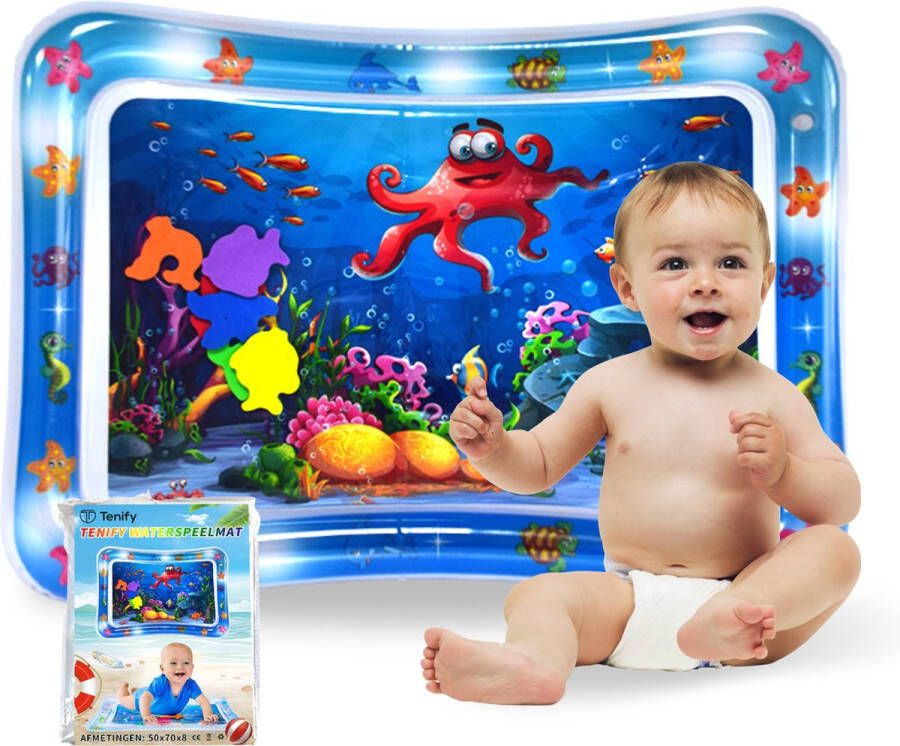 Tenify Waterspeelmat Watermat Speelkleed Opblaasbaar Tummy Time Baby Speelgoed 0 Jaar Kraamcadeau Blauw