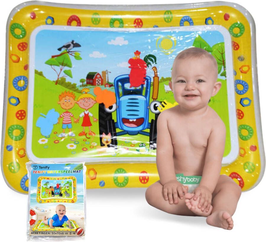 Tenify Waterspeelmat Watermat Speelkleed Opblaasbaar Tummy Time Baby Speelgoed 0 Jaar Kraamcadeau Geel