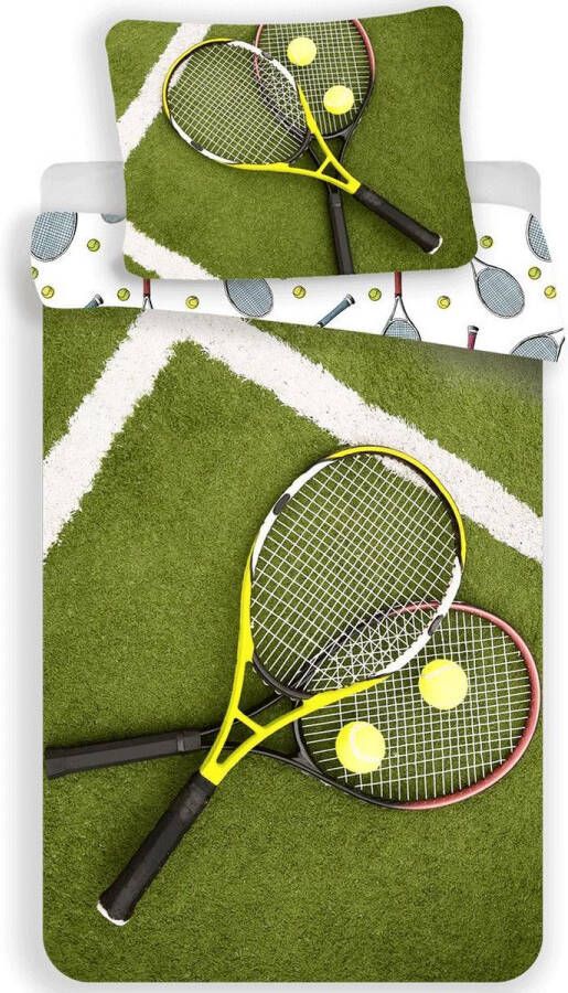 SimbaShop Tennis Dekbedovertrek Field Eenpersoons 140 x 200 cm Groen