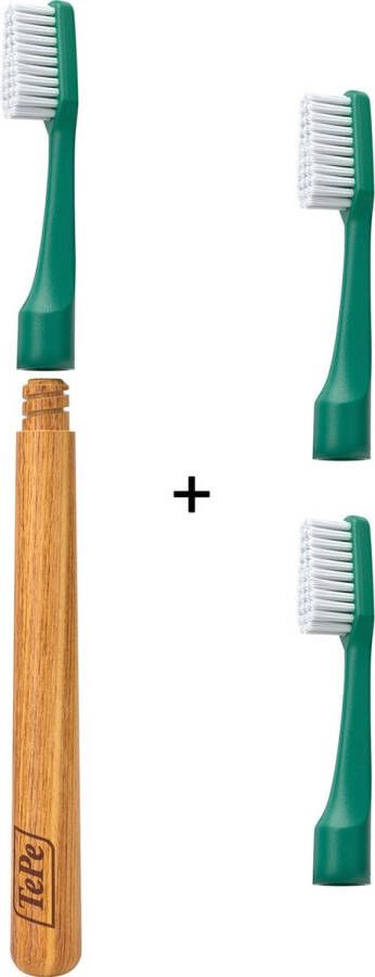 Tepe Choice™ Tandenborstel – duurzame tandenborstel – met drie vervangbare tandenborstel opzetborstels – Groen