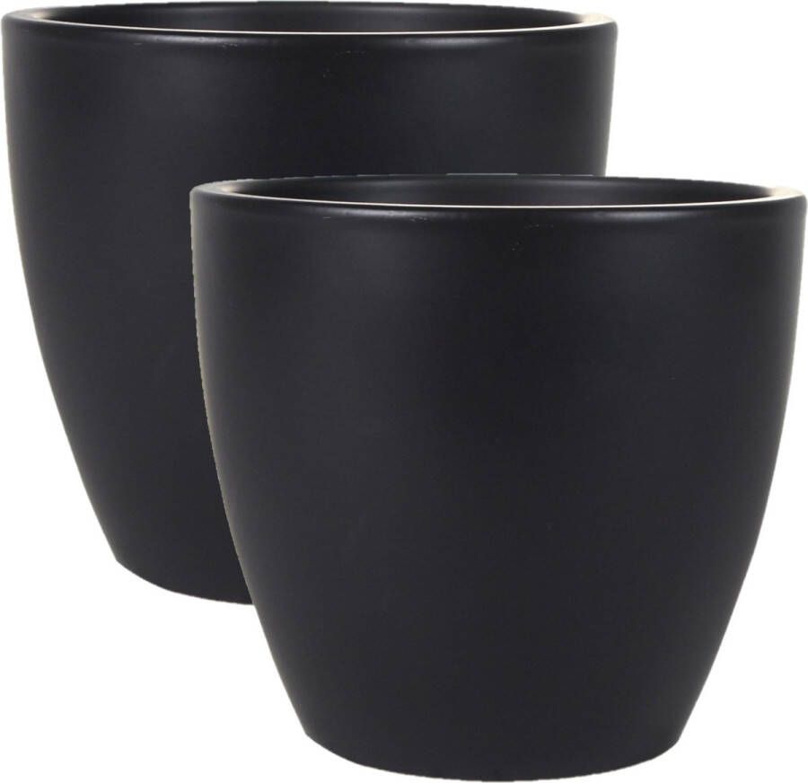 Steege 2x Stuks Plantenpot bloempot In Een Strakke Scandinavische Look Zwart Dia 24 Cm En Hoogte 22 Cm Plantenpotten