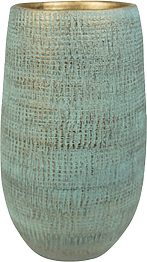 Ter Steege Hoge pot Ryan Shiny Blue 18 cm ronde blauwe bloempot voor