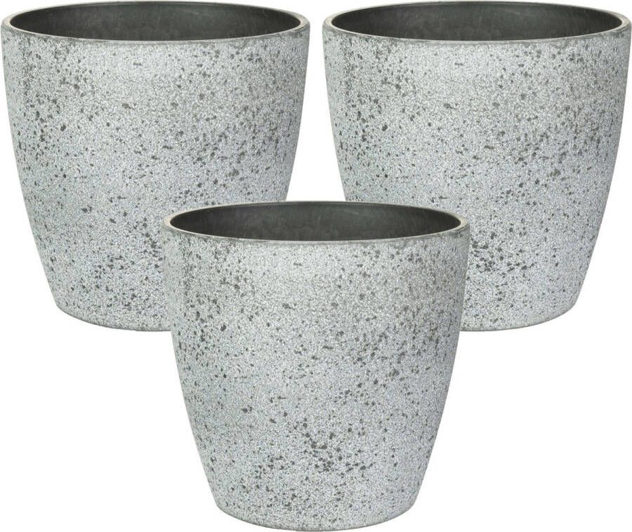 Ter Steege Bloempot plantenpot 3x buiten betongrijs D19 H15 cm