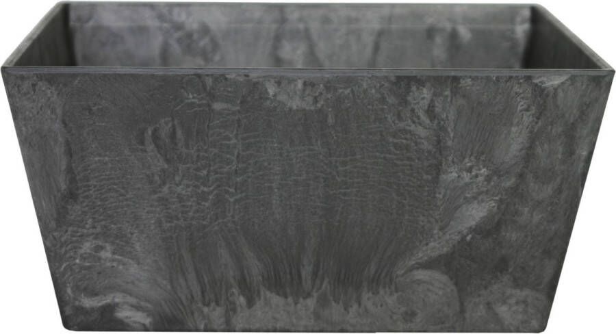 Ter Steege Bloempot plantenpot balkonbak gerecycled kunststof steenpoeder zwart dia 25 cm en hoogte 12 cm Binnen en buiten gebruik