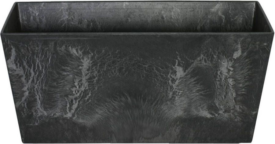 Ter Steege Bloempot plantenpot balkonbak gerecycled kunststof steenpoeder zwart dia 37 x 17 cm en hoogte 17 cm Binnen en buiten gebruik