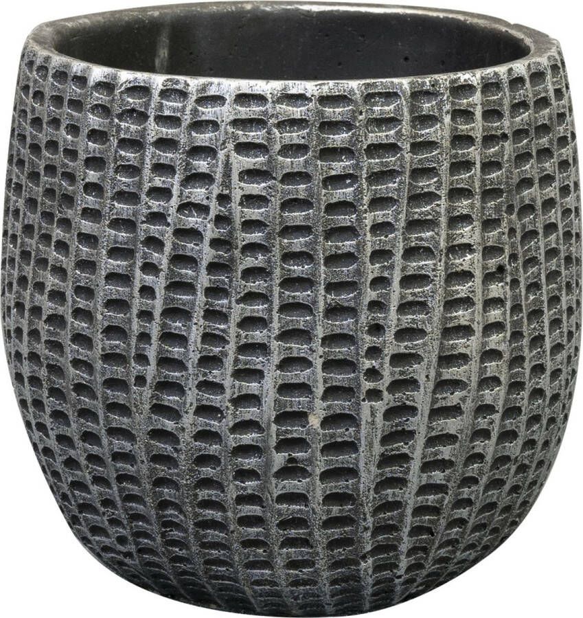 Ter Steege Bloempot plantenpot binnen zwart metaal look D15 H13 cm cement