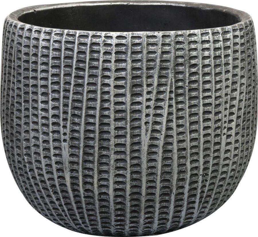 Ter Steege Bloempot plantenpot binnen zwart metaal look D19 H14 cm cement