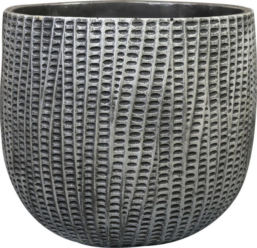 Ter Steege Bloempot plantenpot binnen zwart metaal look D24 H21 cm cement