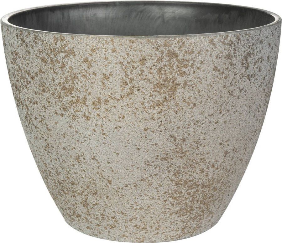 Ter Steege Bloempot plantenpot buiten binnen beige goud D13 H12 cm kunststof steenmix