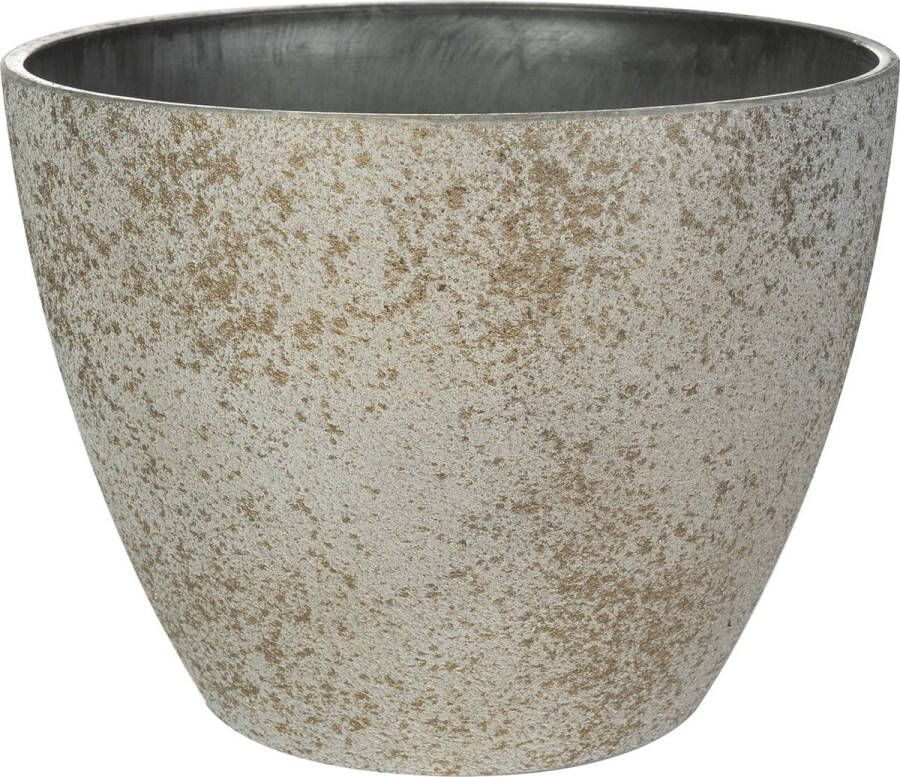 Ter Steege Bloempot plantenpot buiten binnen beige goud D19 H15 cm kunststof steenmix