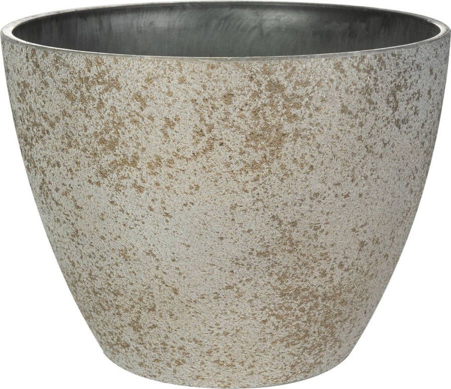 Ter Steege Bloempot plantenpot buiten binnen beige goud D29 H22 cm kunststof steenmix