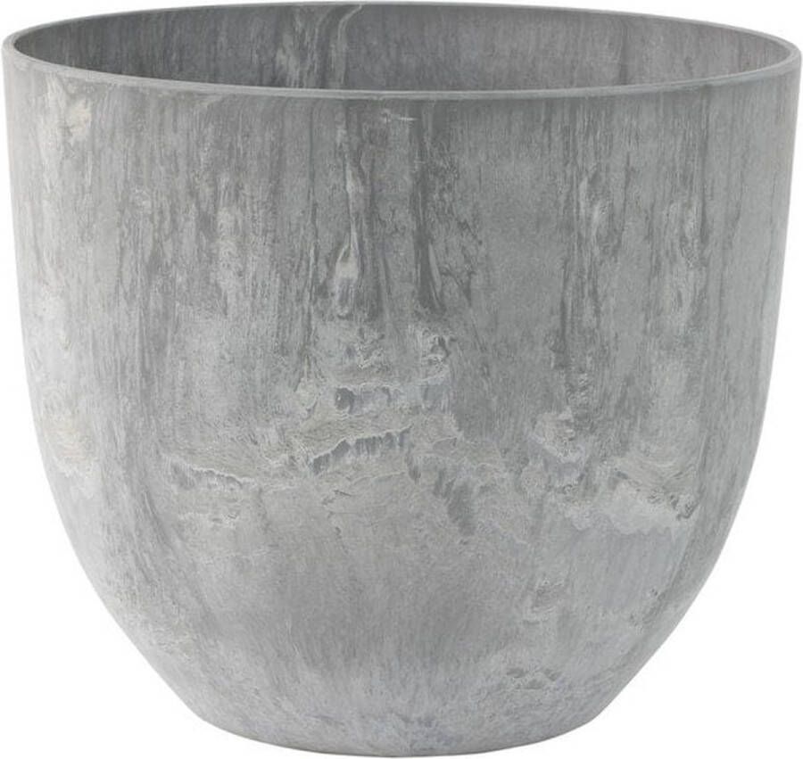 Ter Steege Bloempot plantenpot gerecycled kunststof steenpoeder betongrijs dia 33 cm en hoogte 29 cm voor binnen buiten Met drainagesysteem