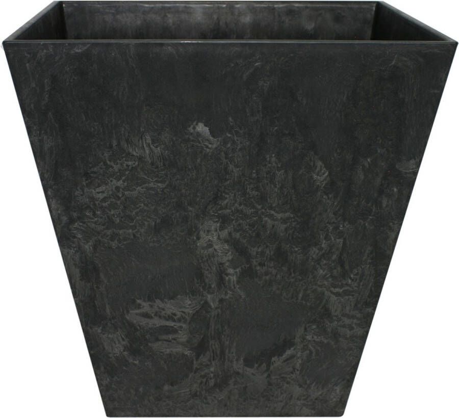 Ter Steege Bloempot plantenpot gerecycled kunststof steenpoeder zwart dia 15 cm en hoogte 15 cm Binnen en buiten gebruik