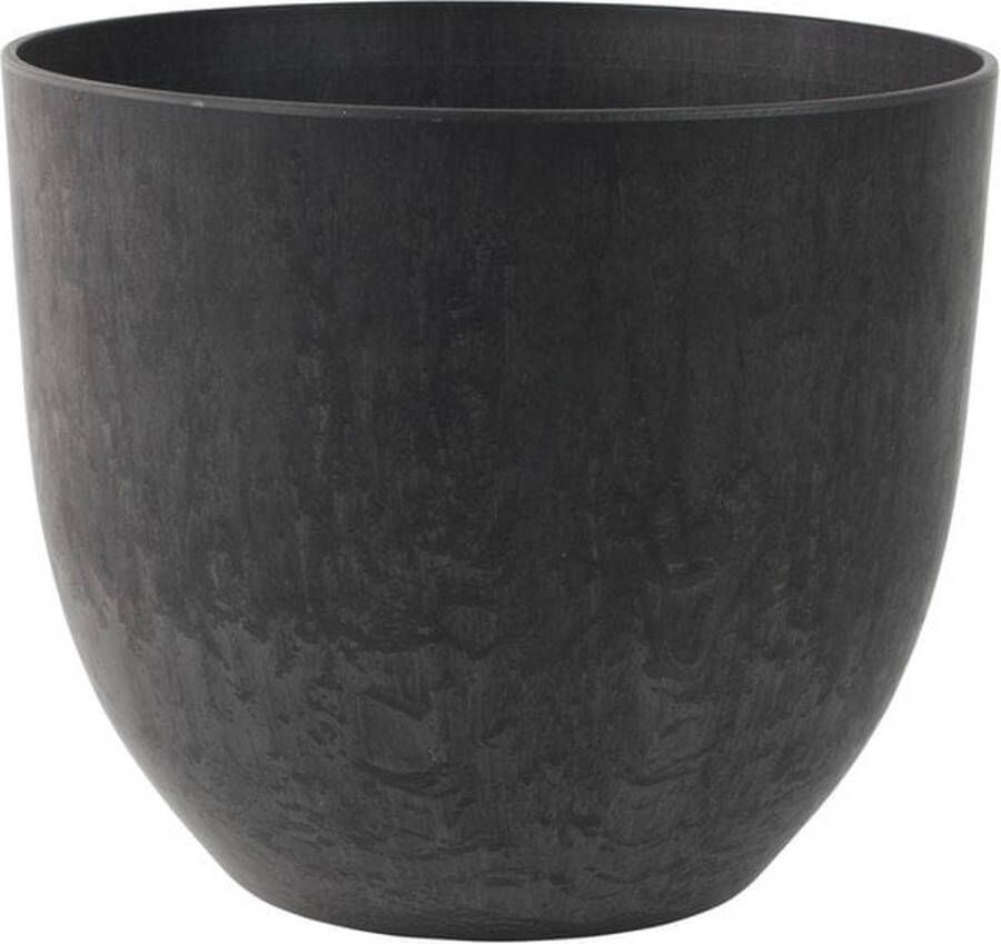 Ter Steege Bloempot plantenpot gerecycled kunststof steenpoeder zwart dia 33 cm en hoogte 29 cm voor binnen buiten Met drainagesysteem