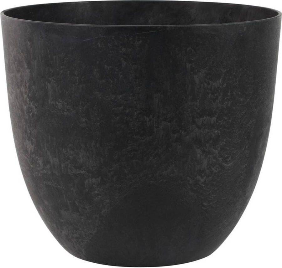 Ter Steege Bloempot plantenpot gerecycled kunststof steenpoeder zwart dia 45 cm en hoogte 38 cm voor binnen buiten Met drainagesysteem