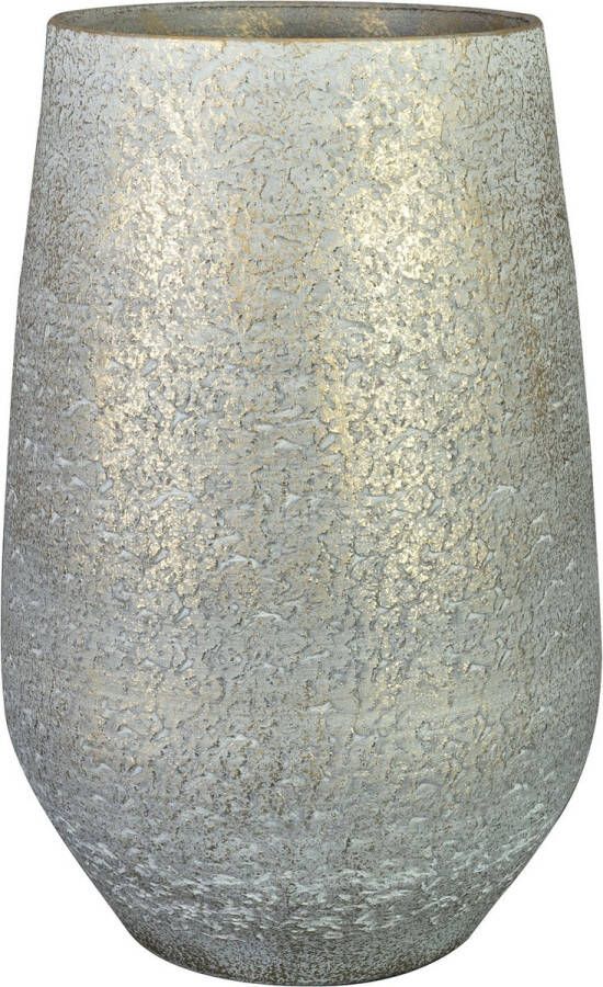 Ter Steege Bloempot plantenpot hoog binnen metallic zilvergrijs goud D23 H36 cm keramiek